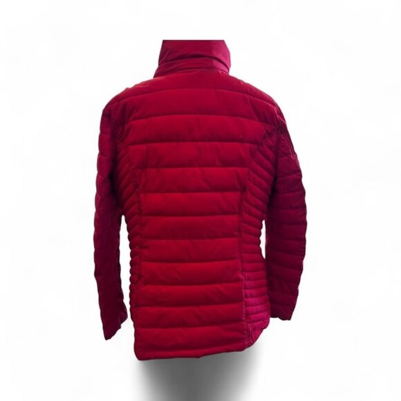 Nautica Womens Red Quilted Puffer Jacket With Black Accents & Zip Front Closure - Picture 3 of 12